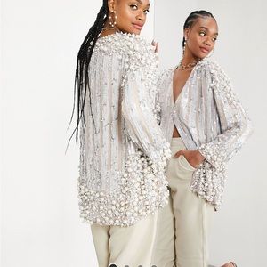 ASOS EDITION pearl and tassel embellished jacket